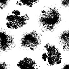 Vector seamless pattern with ink blots and brush strokes. Black and white creative artistic background Series of Drawn Creative Seamless Patterns and vector  Blots, Brush, Strokes.