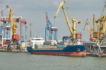 Large container vessel in Port of Odessa