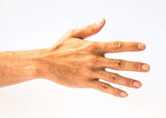 Closeup of the human hand on gray background-1