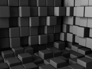Dark Grey Cube Blocks Wall Background