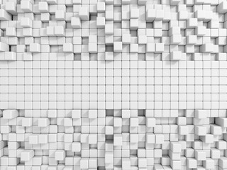Abstract Empty White Cubes Wall Background