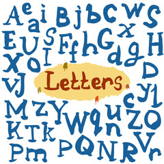 Handmade calligraphic letters, script vector type