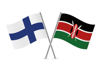 Finnish and Kenyan flags. Vector illustration.