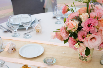 wedding table with flower