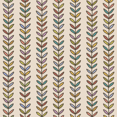 Seamless doodle pattern. Retro simple background. Hand drawn autumn wallpaper. Vector illustration.