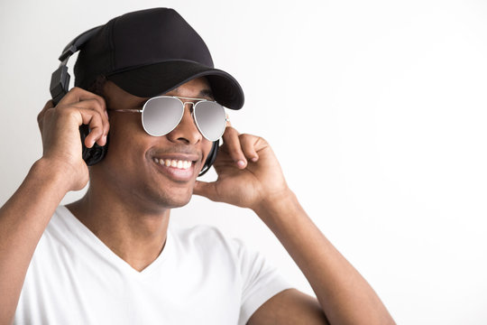 Young black guy with headphones