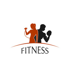 label fitness club with the image of women and men