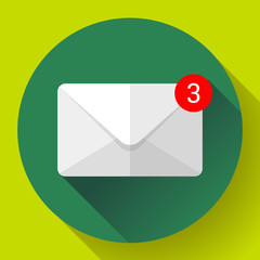 Envelope Mail Icon new letter sms message notification Flat 2.0 design style.