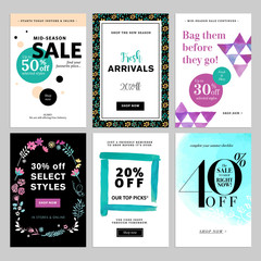 Obraz premium Social media banner templates bundle. Vector illustrations for website and mobile website banners, posters, email and newsletter designs, ads, coupons, promotional material.