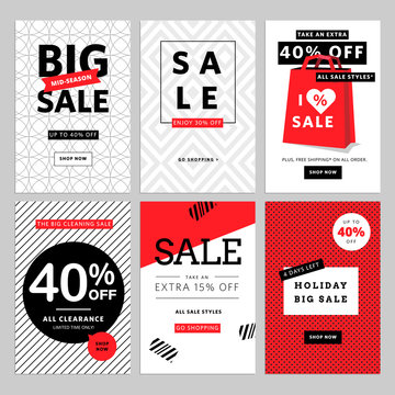 Set of mobile banners for online shopping. Vector illustrations for website and mobile website social media banners, posters, email and newsletter designs, ads, promotional material.