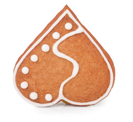 one cookie in the shape of heart on white background