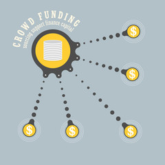 Vector circular object with theme of crowd funding