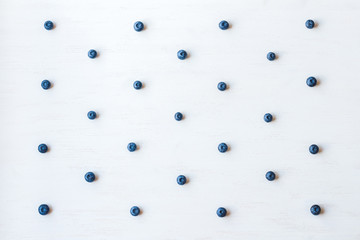 Pattern of blueberries, top view, flat lay