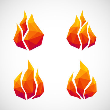 Low poly fire icons