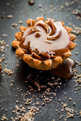 cake with caramel and nuts