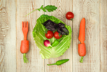 Set of fresh vegetables for proper nutrition