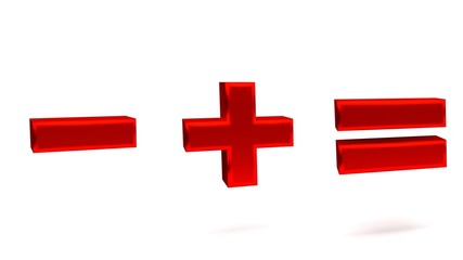 3D rendering of symbols in big letters on a white background.