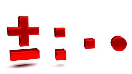 3D rendering of symbols in big letters on a white background.