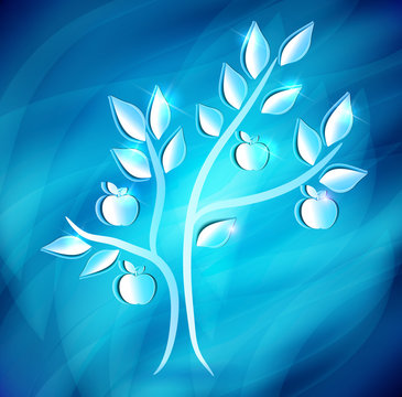 Apple tree abstract blue design