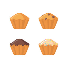 Muffin icon set on white background.