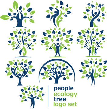 people ecology tree logo set