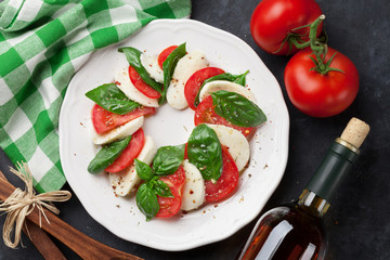 Mozzarella cheese, tomato and basil. Caprese