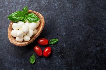 Mozzarella cheese, tomato and basil