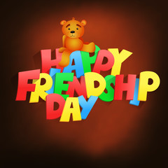 Friendship day lettering title with teddy bear