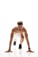 Cheerful male runner preparing to jog