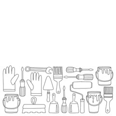 Repair and renovation tools Hand drawn vector icons