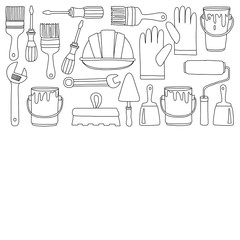 Repair and renovation tools Hand drawn vector icons