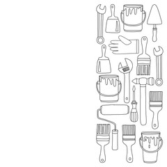 Repair and renovation tools Hand drawn vector icons