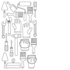 Repair and renovation tools Hand drawn vector icons