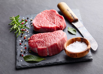 Beef fillet on a graphite board