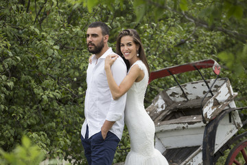 Happy bride and groom on their wedding
