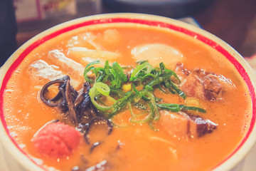 Miso japanese ramen which is a little bit spicy, Japan