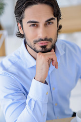 Thoughtful businessman making serious decision