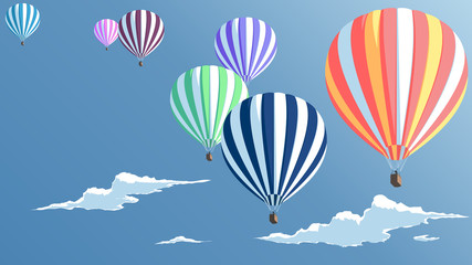 Naklejka premium Hot air balloons with clouds