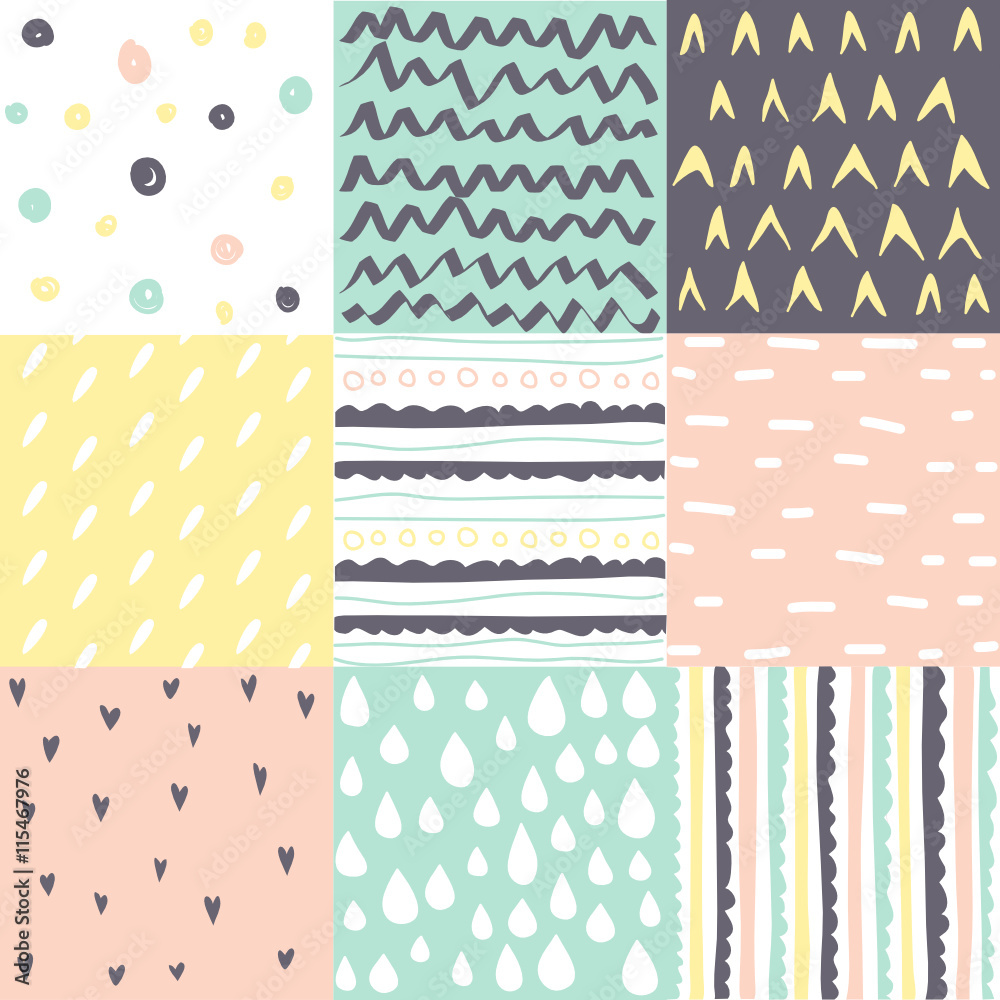 Canvas Prints Set of seamless patterns