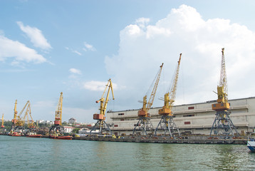 Fototapeta premium Cargo cranes on rails