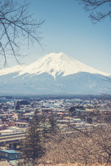 Mount Fuji view from Red pagoda in japan