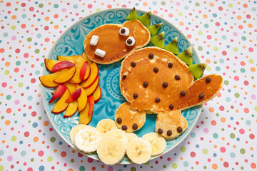 Funny dragon whelp shaped pancakes