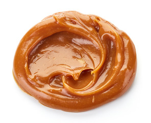 melted caramel on white background