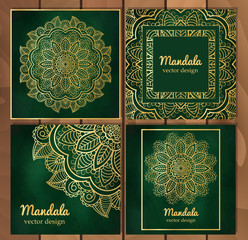 Set of Indian traditional flower mandala ornament illustration concept.