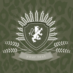 vintage logo of a lion on the shield