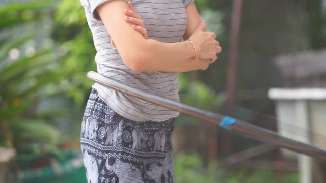 Woman doing hula hoop