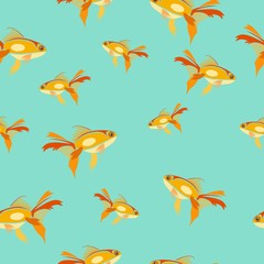 Seamless pattern goldfish, vector