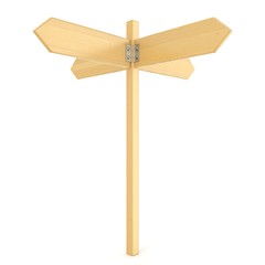 Wooden signpost. 3D render illustration isolated on white background