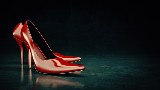 Red shoes. 3d rendering