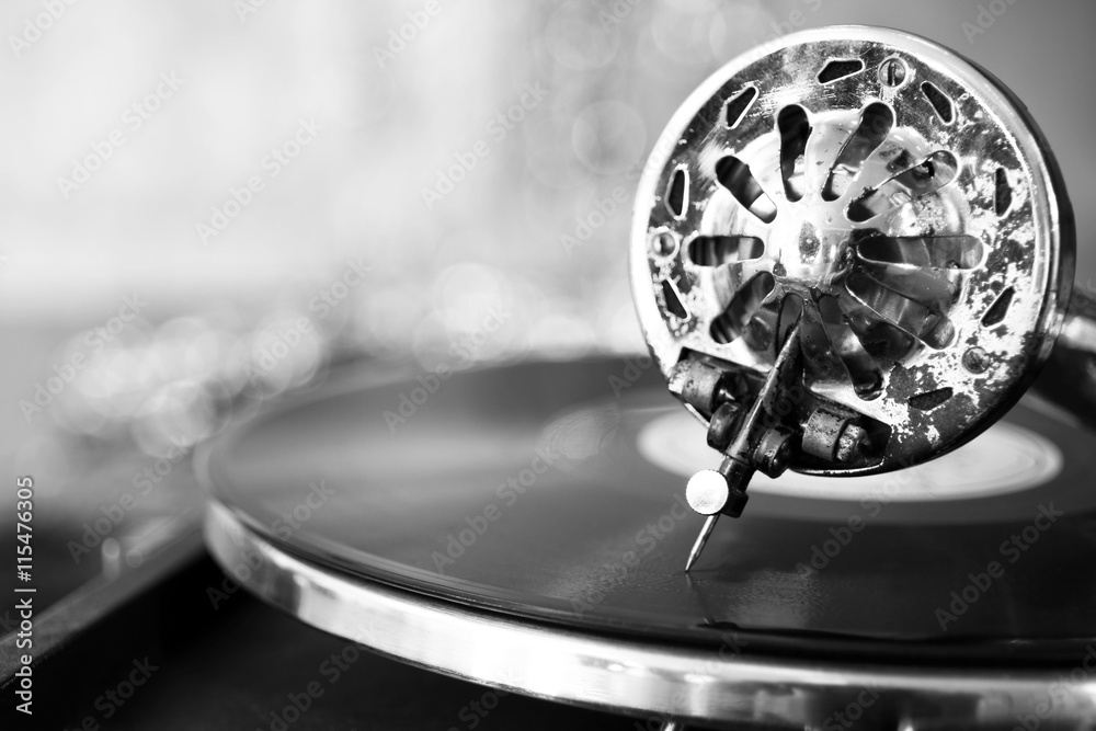 Wall mural old gramophone closeup